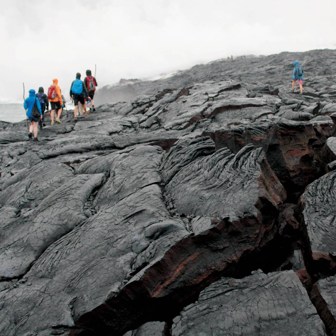 Hiking across a lava field on the The Big Island, Hawaii | Rachel Imber